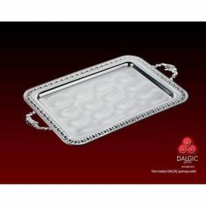 48x25cm Büyük Boy Kare Model Gümüş Nişan Tepsisi
