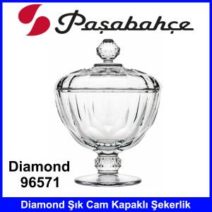 Paşabahçe 96571 Diamond Kapaklı Şekerlik Şık Kalieteli Cam Ürün Tasarım