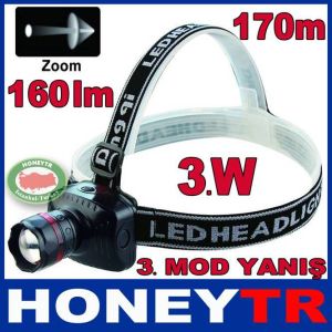Tepe lambası Çok Yüksek ışık gücü pilli kafa lambası CREE 3 WATT LED HIGH POWER ZOOMLU KAFA LAMBASI