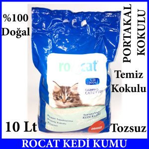 ROCAT KEDİ KUMU PORTAKAL KOKULU 10 LT DOĞAL TOZSUZ TEMİZ KOKULU TOPAKLANAN KEDİ KUMU