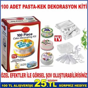 100 ADET PASTA-KEK DEKORASYON KİTİ ÇEŞİTLİ SÜSLEMELER YAPMAK İÇİN PASTA-KEK HAZIRLAMA ŞEKİLLENDİRİCİ