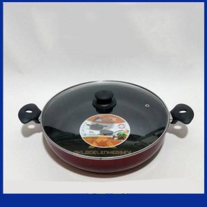 Büyük Boy Teflon Tencere Teflon Kaşığı Hediyeli 32cm Cam Kapaklı Yanmaz Yapışmaz Teflon Tencere