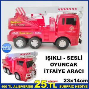 Büyük Boy Işıklı Sirenli Oyuncak İtfaiye Aracı