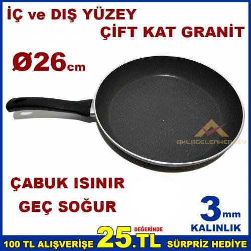 Ezme Alüminyum Granit Döküm Kızartma Tavası 26cm