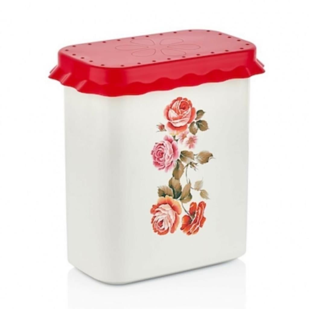 Özmet 2,5 Lt Gül Desenli Erzak Ve Saklama Kabı Yükseklik 24 cm, Genişlik 13 cm, En 8 cm