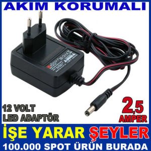 12 VOLT 2.5 AMPER İÇ MEKAN ŞERİT LED ADAPTÖRÜ