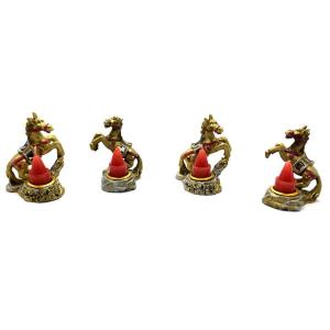 4'lü Set Dekoratif At Modeli Küçük Mumlu Gold Renk Mumluk Şamdan Hediyelik Süs Eşyası