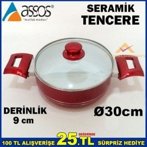 ASSOS SERAMİK 30cm DERİN YANMAZ YAPIŞMAZ TENCERE