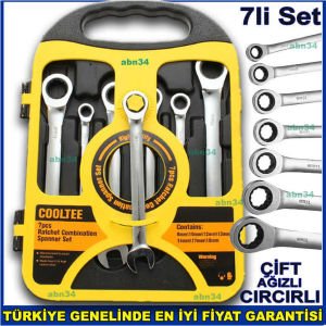 Cırcırlı Kombine Anahtar Set Profesyonel 7li Set Açık Ağız-Kapalı Cırcır Ağız Işıl İşlem Dövme Çelik