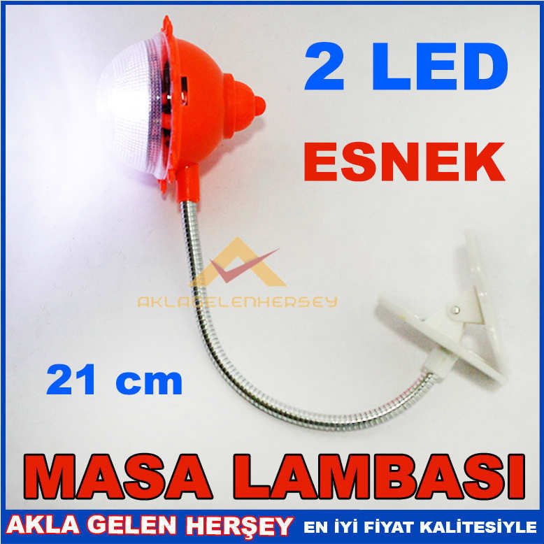 ÇİÇEK MODELLİ, 2 LED ESNEK MANDALLI MASA LAMBASI