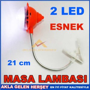 ÇİÇEK MODELLİ, 2 LED ESNEK MANDALLI MASA LAMBASI