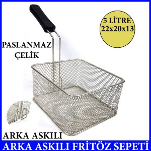 Arka askılı Büfe restaurant tipi fritöz sepeti üreticisi 22x20x13 l kızartma makinesi sepeti