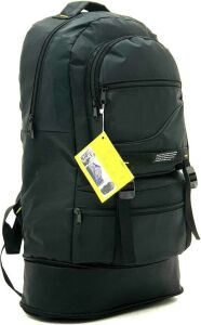 Körüklü Geniş Hacimli Çok Gözlü Su Geçirmez Dağcı Çanta Siyah Kampçı Seyahat Sırt Çantası 55+10Litre