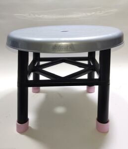 Gümüş Gri Yuvarlak Duşakabin Banyo Taburesi Sağlam Plastik 100kg Taşır Iş+ev Piknikte Kullanıma Uyar