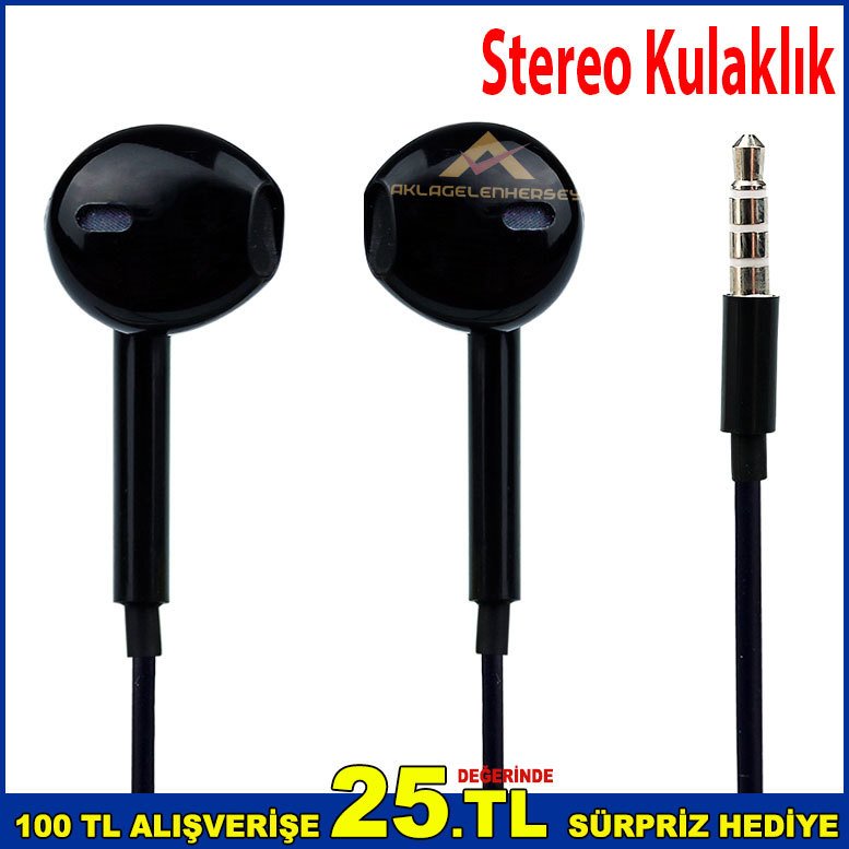 İphone Mikrofonlu Kulaklık Kaliteli Ses Cep Telefon Kulaklığı Stereo Kulaklık Siyah