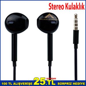 İphone Mikrofonlu Kulaklık Kaliteli Ses Cep Telefon Kulaklığı Stereo Kulaklık Siyah