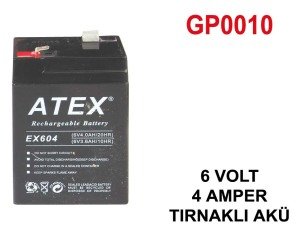 Atex Bakımsız Kuru Tırnaklı Akü 6V 4Ah Kaliteli ve Garantili Şarj Edilebilir Akü