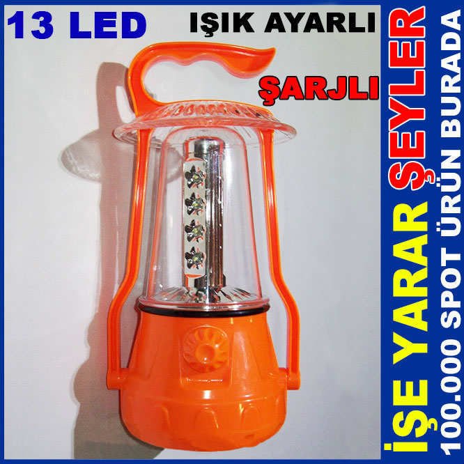 IŞIK AYARLI 13 LED ŞARJLI IŞILDAK ASKILI FENER