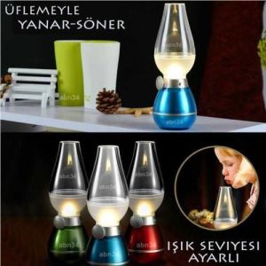 Üfleme Yanıp Sönen Retro Gece Lambası Işık Ayarlı Masa Lambası