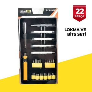 Uzun ve Kısa Boy Bit Uçlu Lokmalı 22 Parça Tornavida Seti