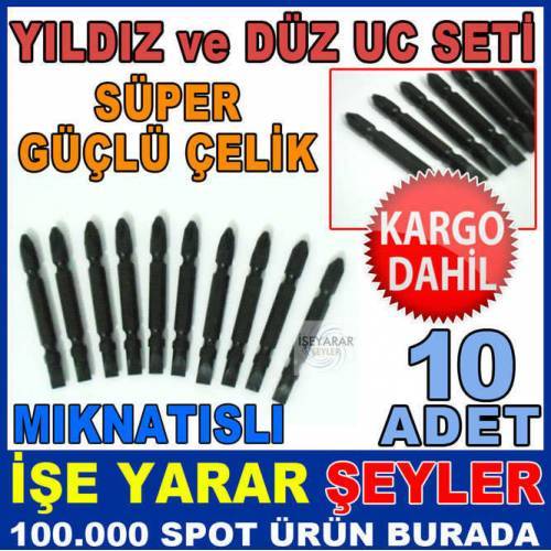 10LU YILDIZ & DÜZ BIT MIKNATIS TORNAVİDA UCU