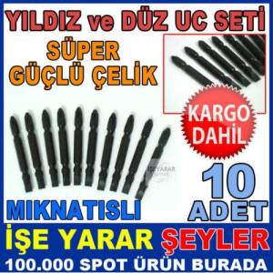 10LU YILDIZ & DÜZ BIT MIKNATIS TORNAVİDA UCU
