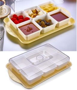 6 Kare Bölmeli 8 parça Kahvaltılık Seti Şeffaf Fanus Kapaklı & Tepsili Kırılmaz Ürün 70 Ülkeye İhrac