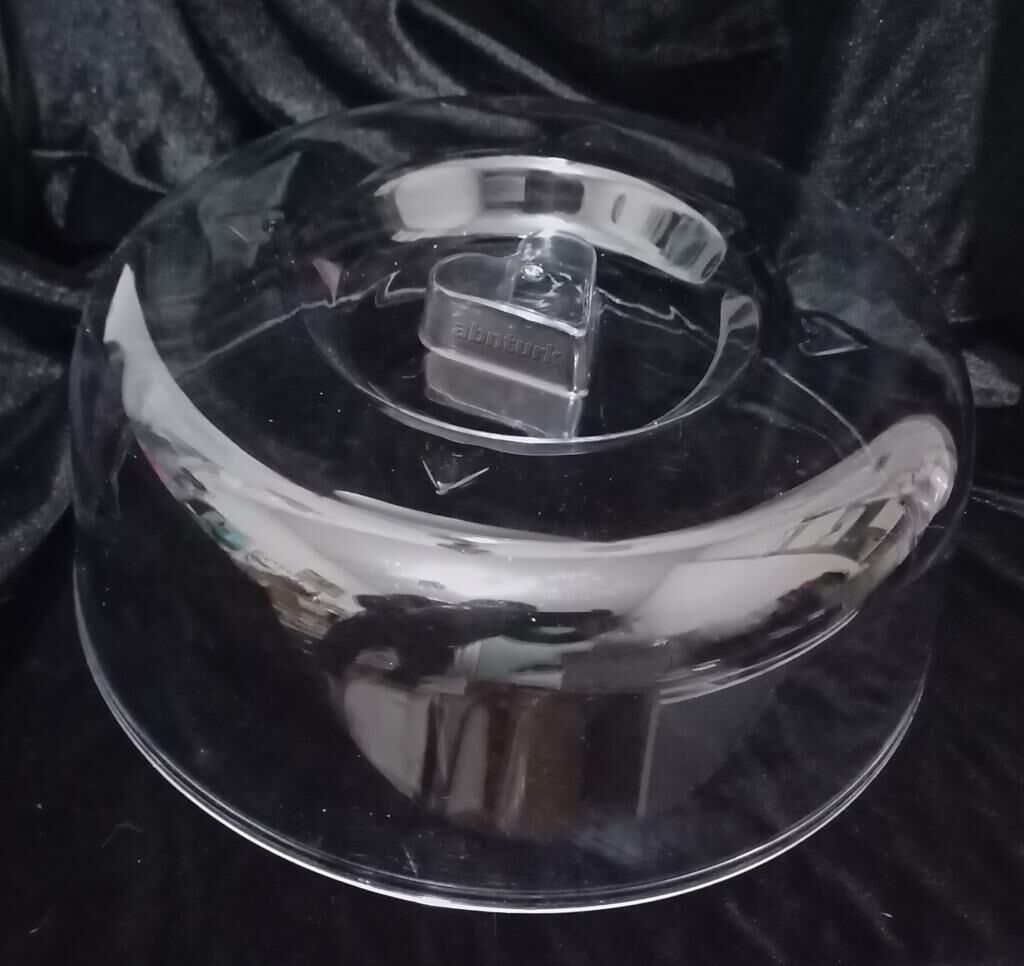 Pasta Kek Tabağı için Şeffaf Fanus Kapak 26 cm Kırılmaya Dayanıklı Plastik Sağlıklı Tazelik Koruyucu