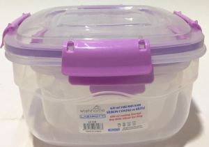 950mlx630mlx310ml 3'lü Silikon Contalı ve Kilitli Şefaf Mor Renkli Lüx Saklama Kabı