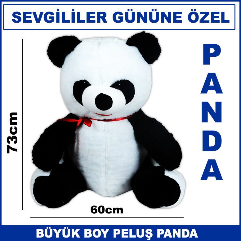Sevgililer Gününe Özel Büyük Boy 73cm Oturan Peluş Panda Oyuncak