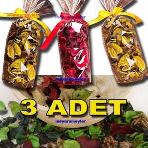 Egzotik Kokulu 3'lü Doğal Kuru Çiçek Potporisi