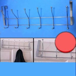 Montajsız Pratik 6 Kancalı Paslanmaz Çelik Amerikan Kapı Askısı Vidalama Gerekmeyen Geçmeli Sistem