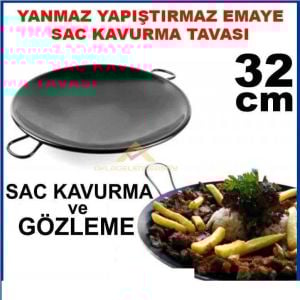 YANMAZ YAPIŞTIRMAZ 32cm EMAYE SAC KAVURMA ve GÖZLEME TAVASI