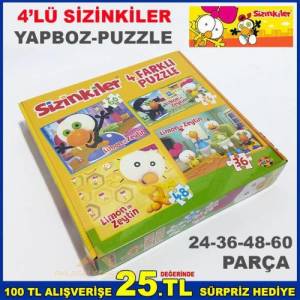 4'lü Sizinkiler Eğitici Eğlendirici Puzzle Seti