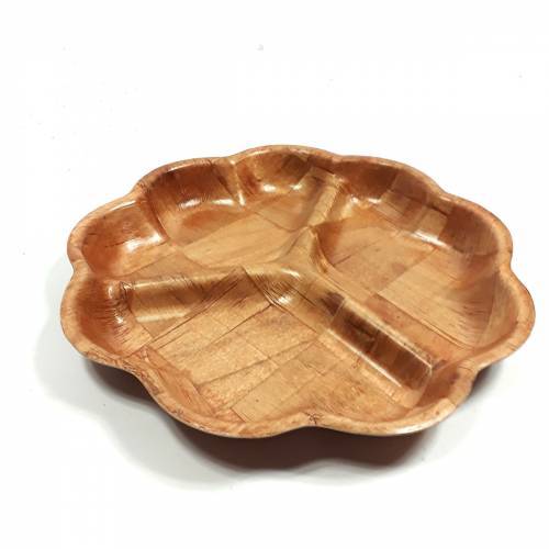 3 Bölmeli Bambu Kahvaltı Tabağı 30 Cm Organik Meyvelik Çerezlik