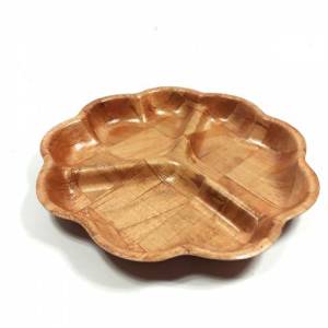 3 Bölmeli Bambu Kahvaltı Tabağı 30 Cm Organik Meyvelik Çerezlik