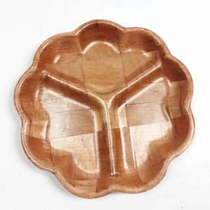 3 Bölmeli Bambu Kahvaltı Tabağı 30 Cm Organik Meyvelik Çerezlik