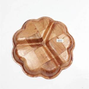 3 Bölmeli Bambu Kahvaltı Tabağı 30 Cm Organik Meyvelik Çerezlik