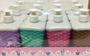 1 Adet 380ml Kapasiteli  Hasır Desenli Sıvı Sabunluk Şık Görünüm