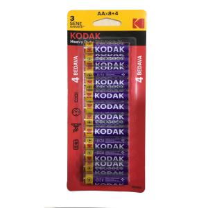 Kodak KAAAHZ-8+4 Çinko Karbon Blister Pil - 12 Adet