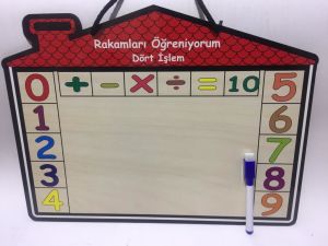 38x29cm Çocukların Eğlenebileceği Çift Taraflı Asıla Bilen Yazı Tahtası