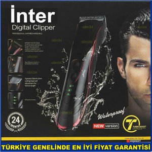 İnter HQ222T Turbo Saç Tıraş Makinesi,Berber tipi Profesyonel Şarjlı-Fişli Islak Kuru Saç Sakal Traş