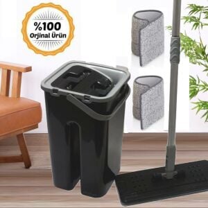 Mikrofiber Sistemli Tablet Mop Çift Paspaslı Smart Flat Mop Temizlik Seti Yeni Nesil Microfiber Mob