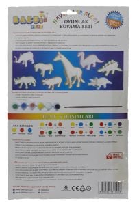 6 Adet Renk ve Boyama Fırçası ile Boyanabilir 4 Dinozorlu Set