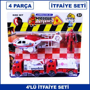 4'lü itfaiye Seti Helikopter su Tankeri Araç Çekici İtfaiye Eri Kaliteli ve Dayanıklı