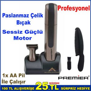 Premier Pnt-237 Kulak ve Burun Tüyü Bakım Cihazı Döner Paslanmaz Çelik Bıçaklı Traş Makinesi