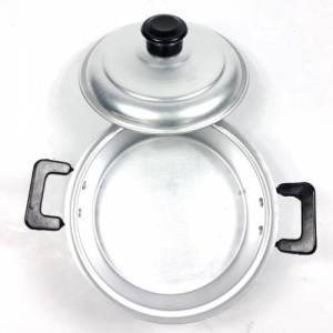 Kapaklı Çift Kulplu Natural Alüminyum Basık Tencere Karnıyarık,Pilav Tenceresi Yerli Üretim