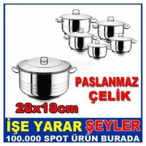 Özel İndüksiyon Kapsül Taban,Çelik Kapak 28x18 Hascevher Arıan Gastro Büyük Boy Derin Çelik Tencere