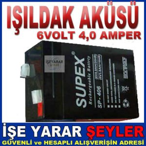 6 VOLT 4,0 AMPER KURU BAKIMSIZ IŞILDAK AKÜSÜ