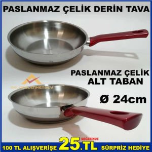 YANMAZ YAPIŞMAZ ÇOK AMAÇLI 18X3 CM ÇELİK TAVAPASLANMAZ ÇELİK DERİN TAVA ÖZEL ÇELİ ALT TABAN